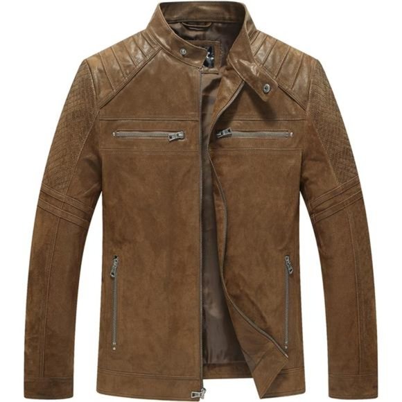 Genuine Leather Motorcycle Jacket Biker Slim Fit For Men